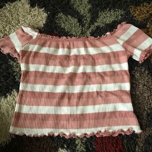 off the shoulder crocheted crop top